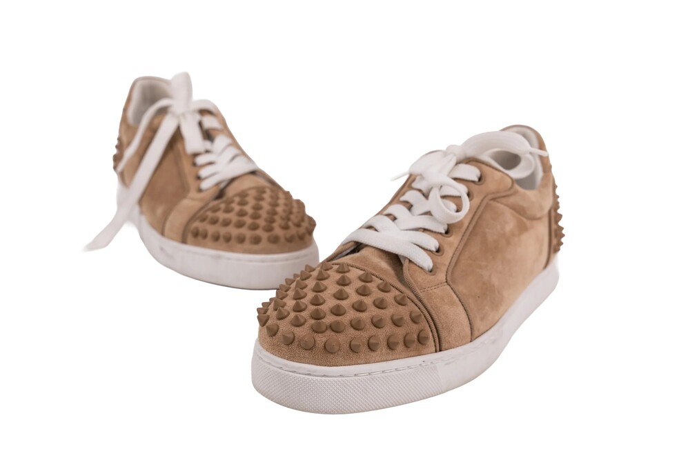 Christian Louboutin Brown Vieira 2 Spikes Sneakers Suede Size 41.5